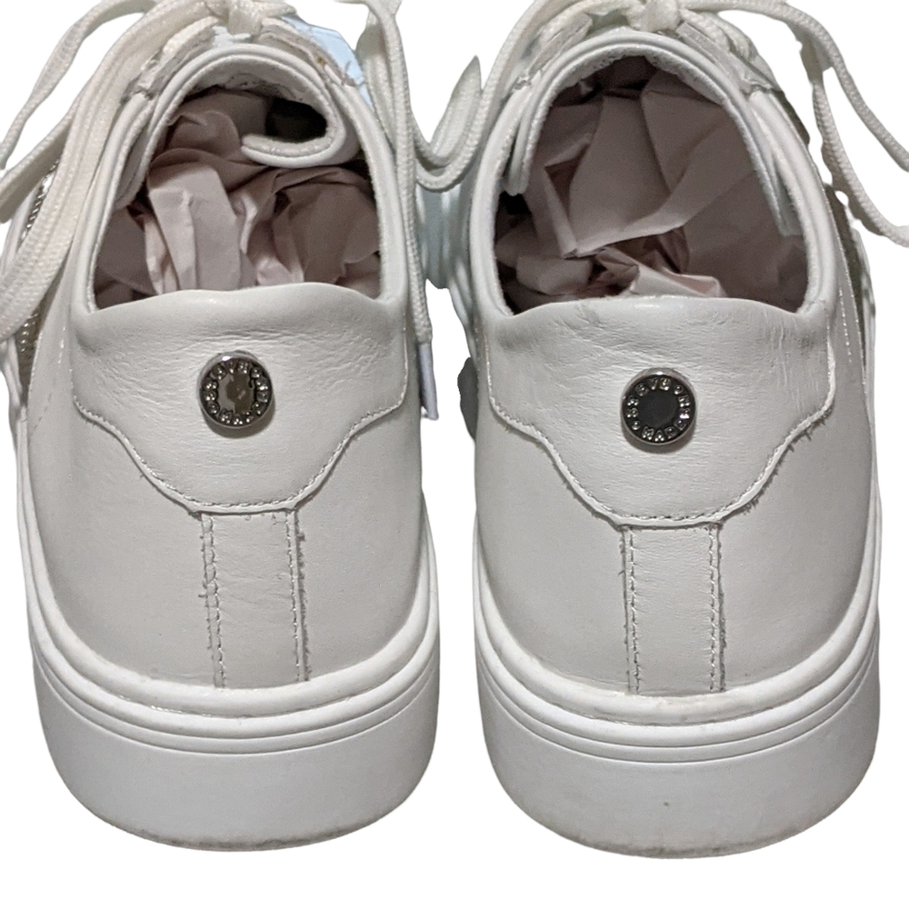 Steve Madden leather swept casual fashion sneakers white metallic accent… - Picture 7 of 11